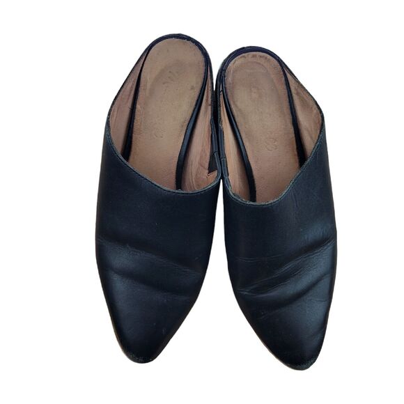 Madewell Barlow Mules Black Leather Slip On Shoes 1.5" Heel Womens Size 7 - Picture 2 of 8